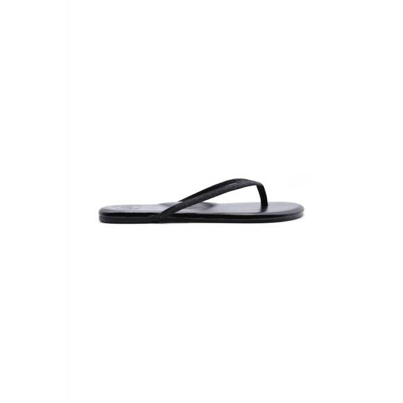 NEW SOLEI SEA women\'s indie flip flop sandal in black glitter